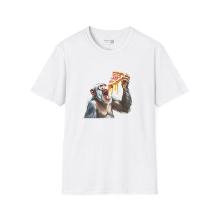 Chimp Eating A Slice Of Pepperoni Pizza Unisex Softstyle Gildan64000 T-Shirt