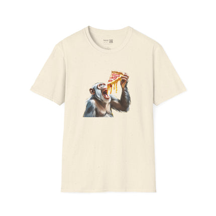 Chimp Eating A Slice Of Pepperoni Pizza Unisex Softstyle Gildan64000 T-Shirt