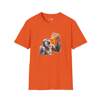 Chimp Eating A Slice Of Pepperoni Pizza Unisex Softstyle Gildan64000 T-Shirt