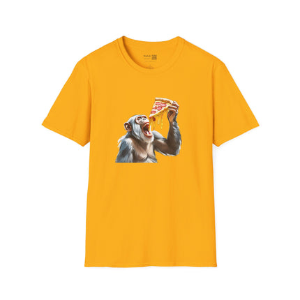 Chimp Eating A Slice Of Pepperoni Pizza Unisex Softstyle Gildan64000 T-Shirt